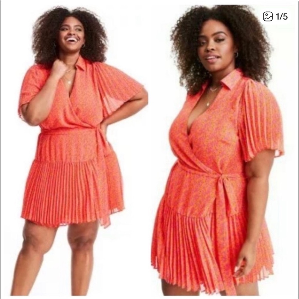 ALEXIS for Target Orange & Pink Floral Flutter Sleeve
Wrap Dress Size 2X